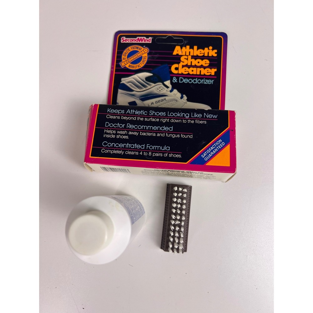 Vintage 1991‎ SecondWind Athletic Shoe Cleaner Deodorizer Kit 4oz Brush in Box
